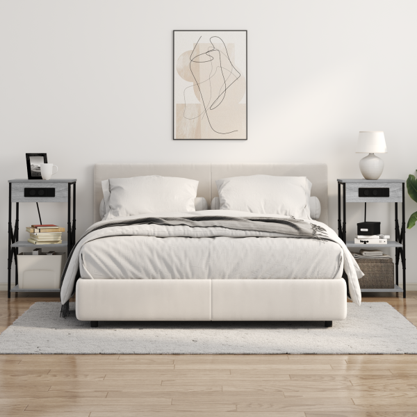 Armario de Noche con estante con almacenamiento Gris sonoma 41 x 31 x 76 cm M 4