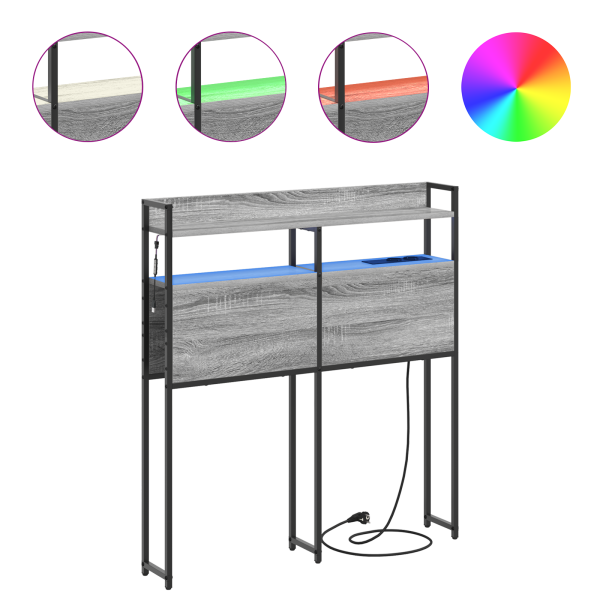 Cabeceira de armazenamento Cinza sonoma 80 cm M 4