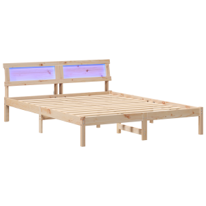 Estrutura da Cama com luzes de tira LED com cabeceira Castanho 160 x 200 cm H