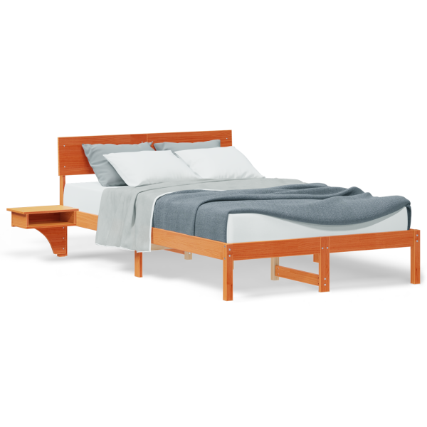 Marco de cama con mesitas de noche Marrón cera 140 x 190 cm M 4