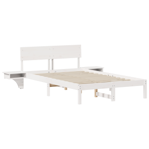 Marco de cama con mesitas de noche Blanco 135 x 190 cm H
