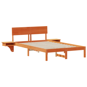 Marco de cama con mesitas de noche Marrón cera 135 x 190 cm H