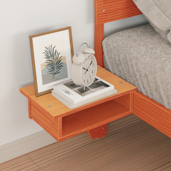 Estrutura de cama com mesas de cabeceira Castanho-mel M 5