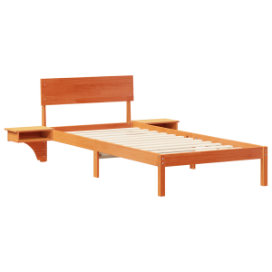 Marco de cama con mesitas de noche Marrón cera 90 x 200 cm H