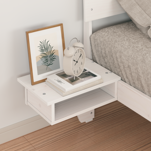 Estrutura de cama com mesas de cabeceira Branco 90 x 190 cm M 5