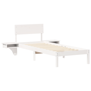 Estrutura de cama com mesas de cabeceira Branco 75 x 190 cm H
