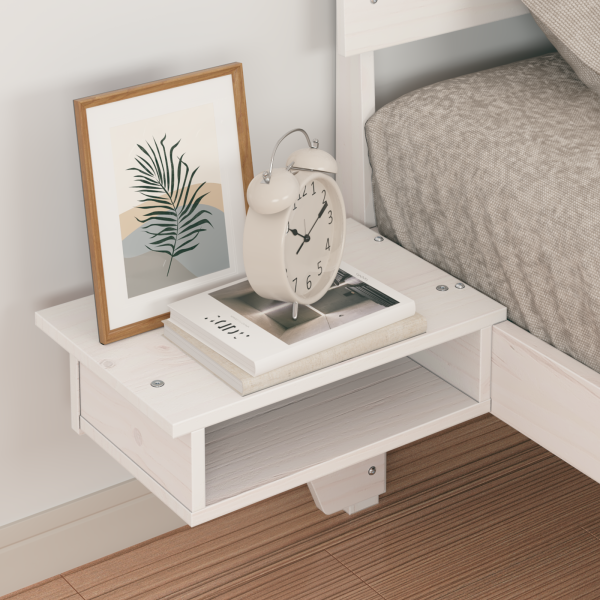 Estrutura de cama com mesas de cabeceira Branco 75 x 190 cm M 5