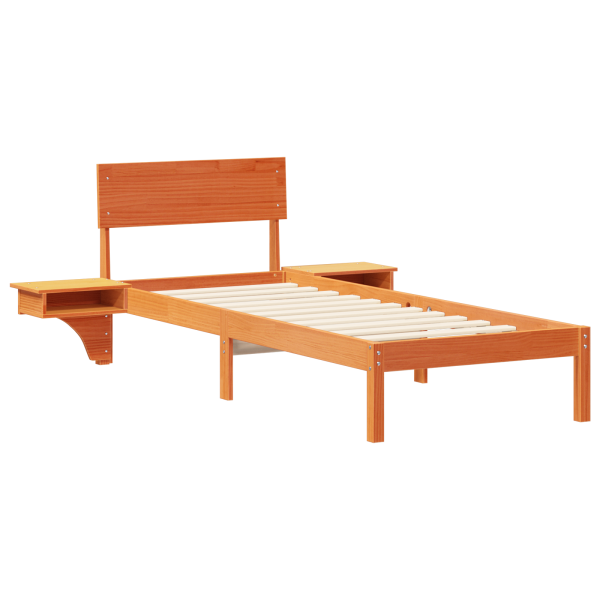 Estrutura de cama com mesas de cabeceira Castanho-mel M 2