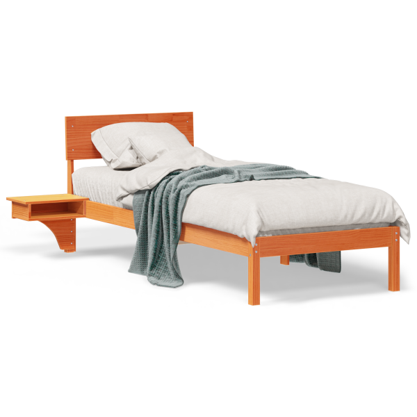 Marco de cama con mesitas de noche Marrón cera 75 x 190 cm M 4