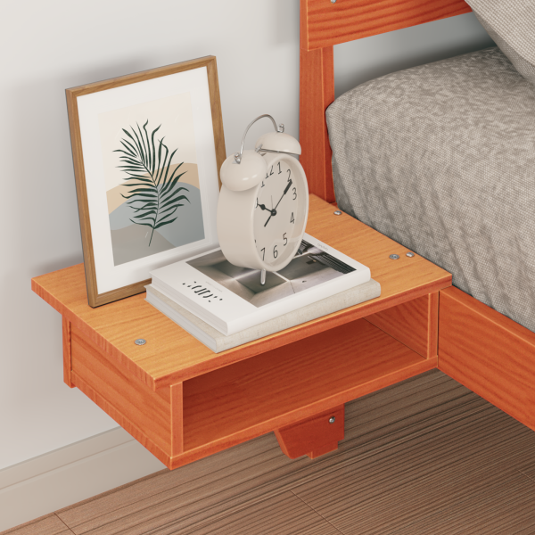 Estrutura de cama com mesas de cabeceira Castanho-mel M 5