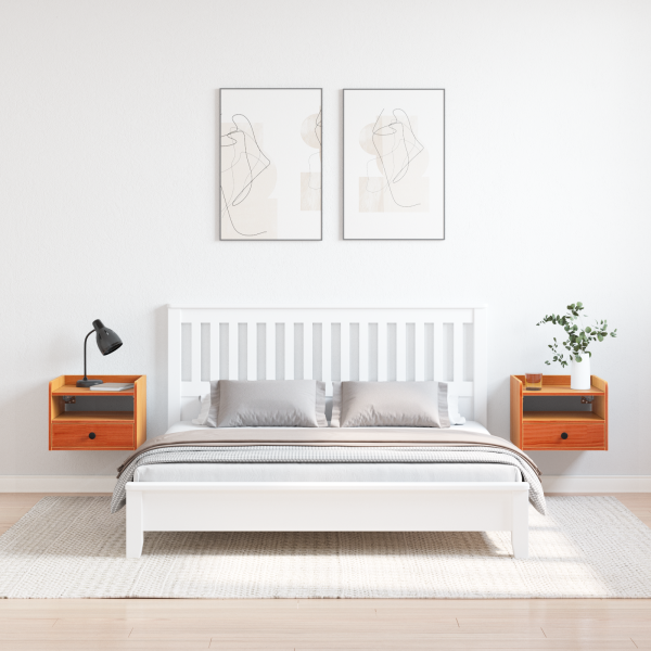 Mesas de noche con cajón 2 pcs Marrón cera 38 x 36 x 29.5 cm M 4