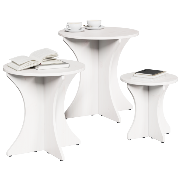 Conjunto de Mesas de Café 3 pcs Branco 46 x 46 x 47 cm M 3