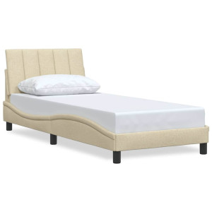 Estructura de cama sin colchón tela crema 90x190 cm H