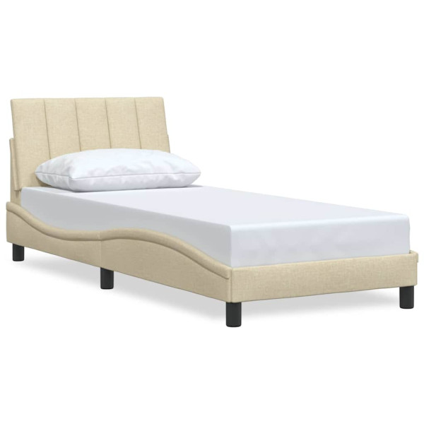 Estructura de cama sin colchón tela crema 90x190 cm M 2