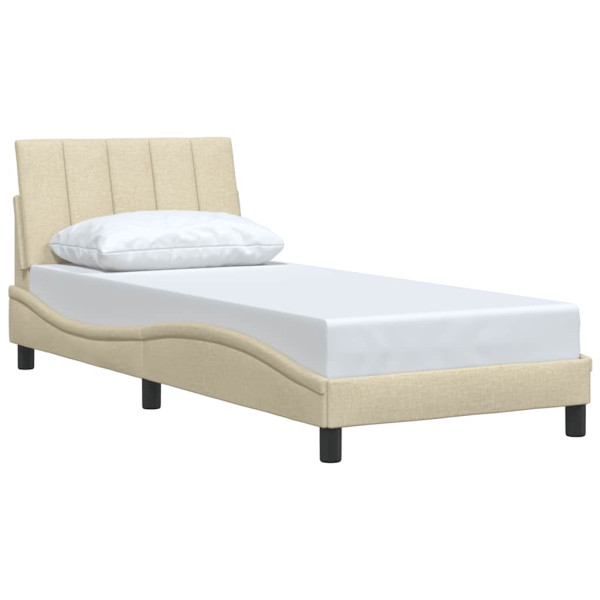 Estructura de cama sin colchón tela crema 90x190 cm M 3
