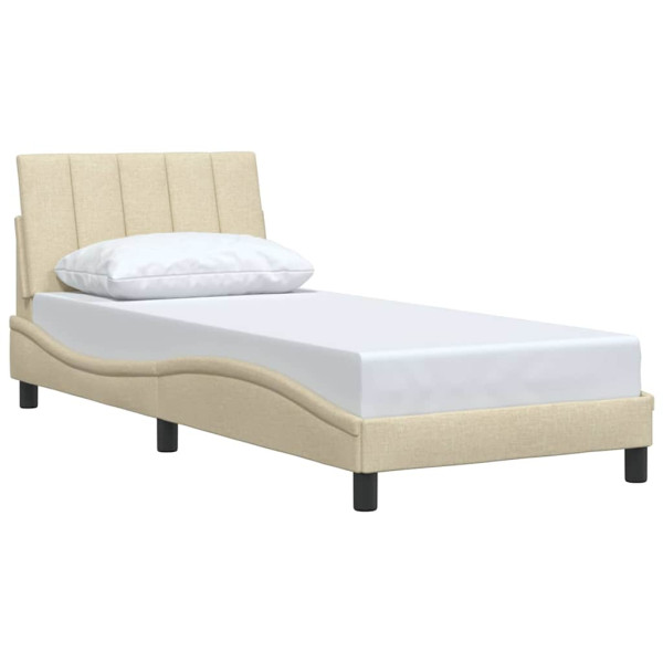 Estrutura de cama sem colchão 90x200 cm tecido creme M 3