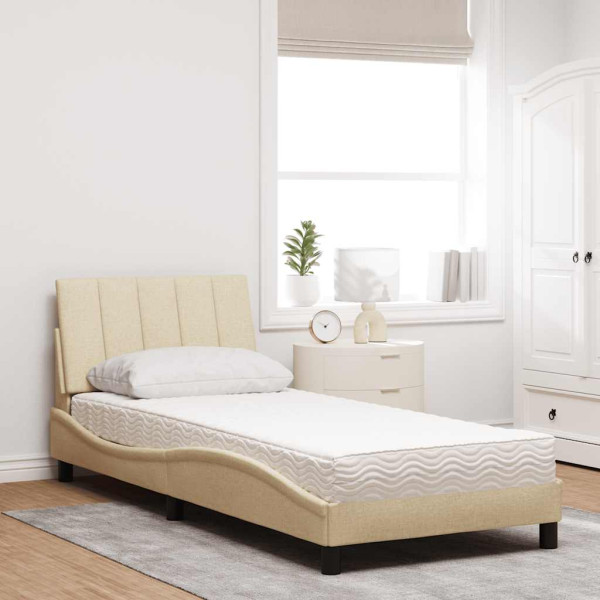 Cama com colchão 90x190 cm tecido cor creme M 3