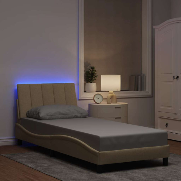 Estructura de cama sin colchón tela crema 90x200 cm D