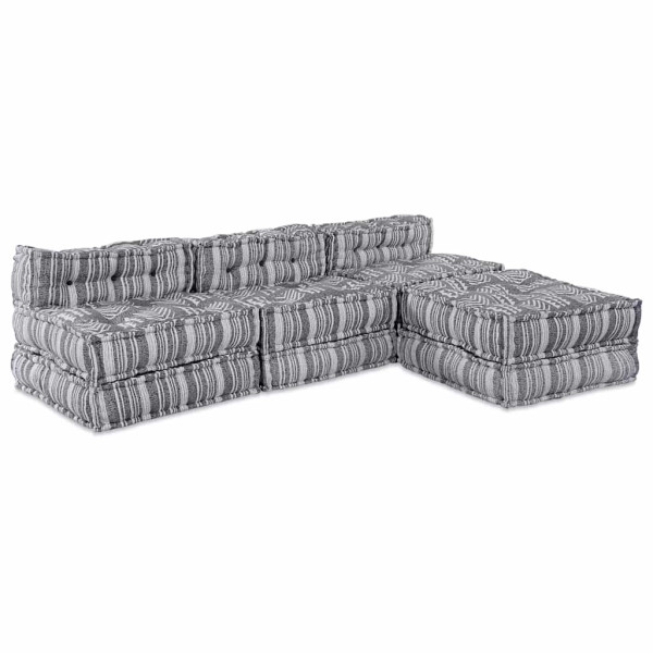 Sofá modular tipo puff de 4 plazas convertible tela gris claro D