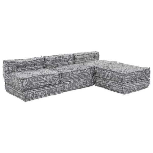 Sofá modular tipo puff 4 plazas convertible tela gris claro D