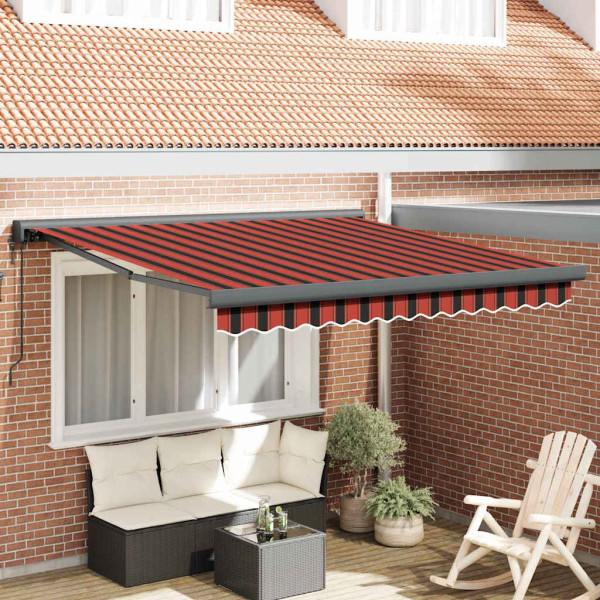 Toldo automático retráctil naranja y marrón 350x250 cm D