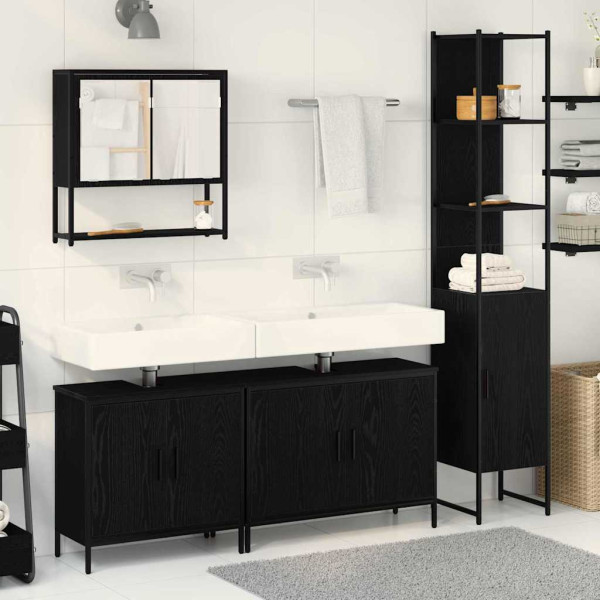 Conjunto de Muebles de Baño de 4 Piezas en Roble Negro y Madera Elaborada D