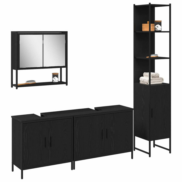 Conjunto de Muebles de Baño de 4 Piezas en Roble Negro y Madera Elaborada M 3