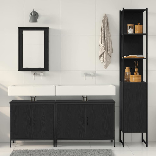 Conjunto de Muebles de Baño de 4 Piezas en Negro Roble de Madera Sintética M 4
