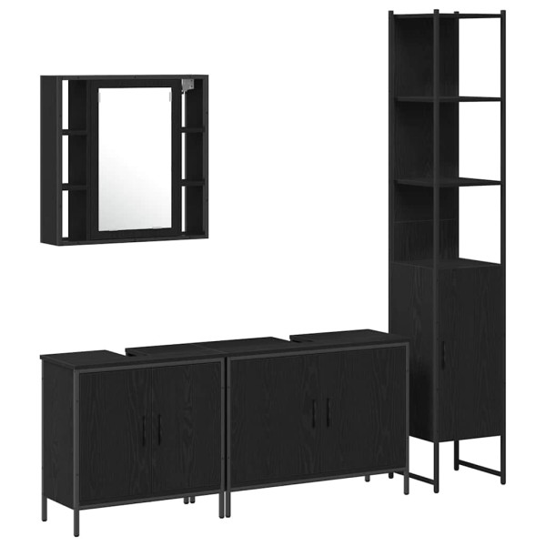 Conjunto de Muebles de Baño de 4 Piezas en Madera de Roble Negro M 2