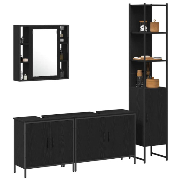 Conjunto de Muebles de Baño de 4 Piezas en Madera de Roble Negro M 3