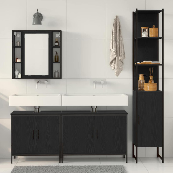 Conjunto de Muebles de Baño de 4 Piezas en Madera de Roble Negro M 4