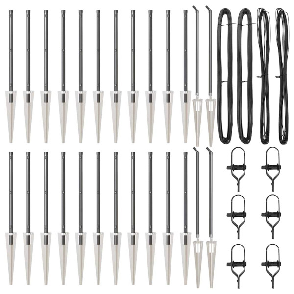 Postes de Cerca  com Ponta 26 pcs Ø32 mm 100 cm Aço Galvanizado M 3