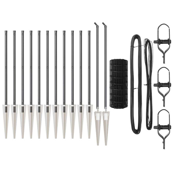 Cerca Euro com 13 Postes em Espigão 0.8x25 m Aço Galvanizado Cinza M 4