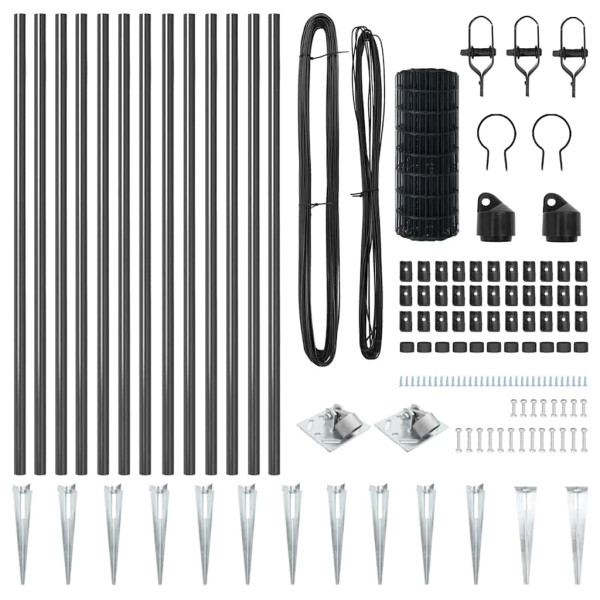 Cerca Euro com 13 Postes em Espigão 0.8x25 m Aço Galvanizado Cinza M 5