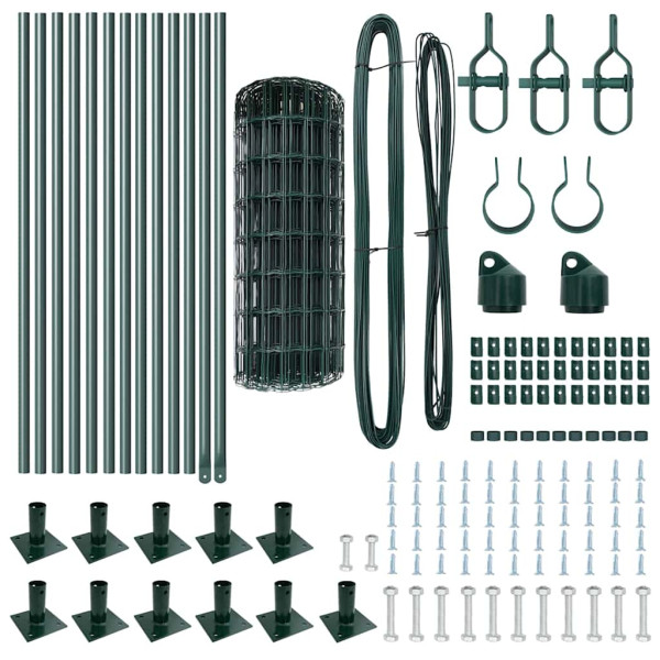 Cerca Euro con 13 Postes Flangados 0.6x25 m de Acero Galvanizado M 5