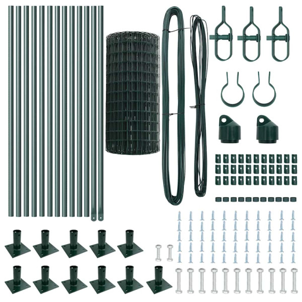 Cerca Euro de con 13 Postes Flangados 0.6x25 m de Acero Galvanizado M 5