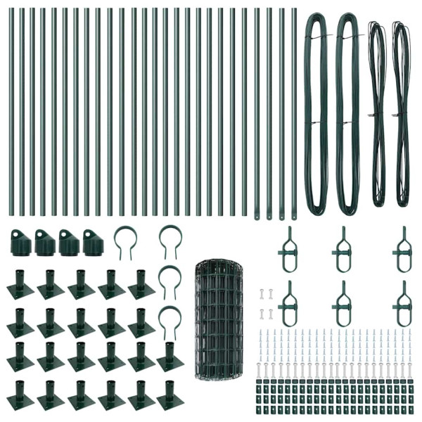 Cerca Euro com 13 Posts Flangeados 0.6x50 m Aço Galvanizado M 5