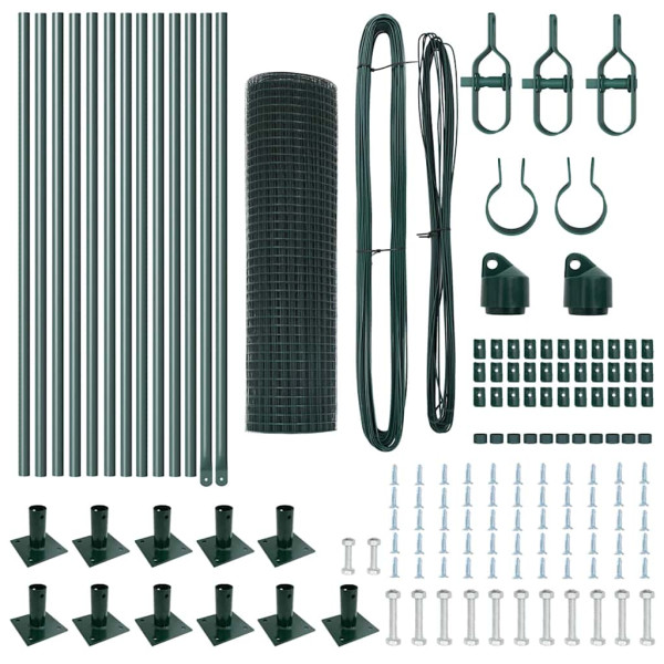 Juego de Postes de Cerca Set de 2 Verde Metal 25 x 0.5 m M 4