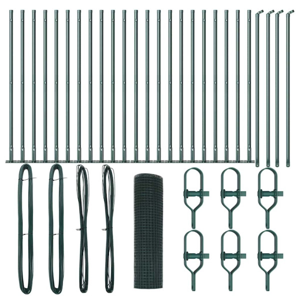 Cerca de Alambre Soldado con 13 Postes Flangados Verde 0.5x50 m Acero M 2