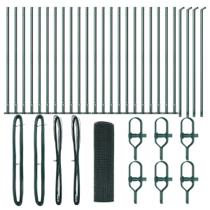 Cerca de Alambre Soldado con 13 Postes Flangados Verde 0.5x50 m de Acero H