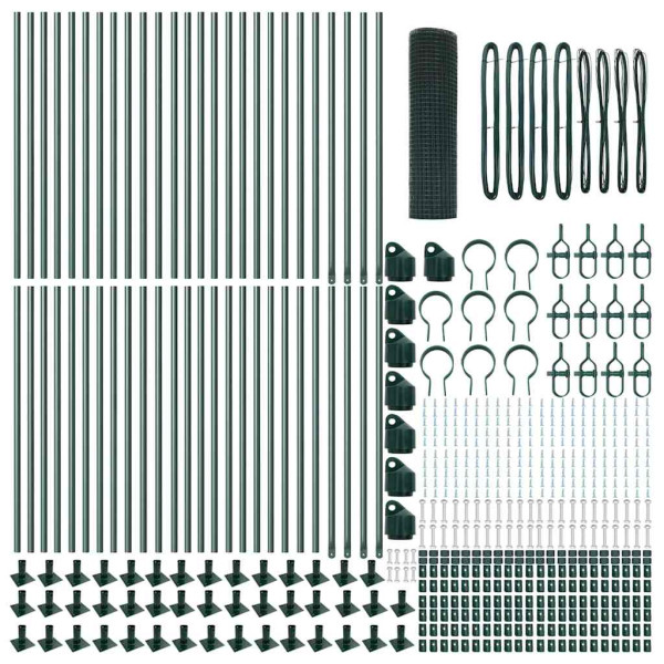 Cerca de Alambre Soldado con 13 Postes Flangeados Verde 0.6x100 m Acero M 4