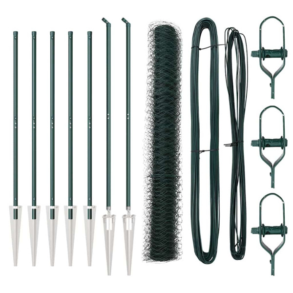 Cerca com Postes Verde 1 x 10 m Aço revestido de PVC M 2