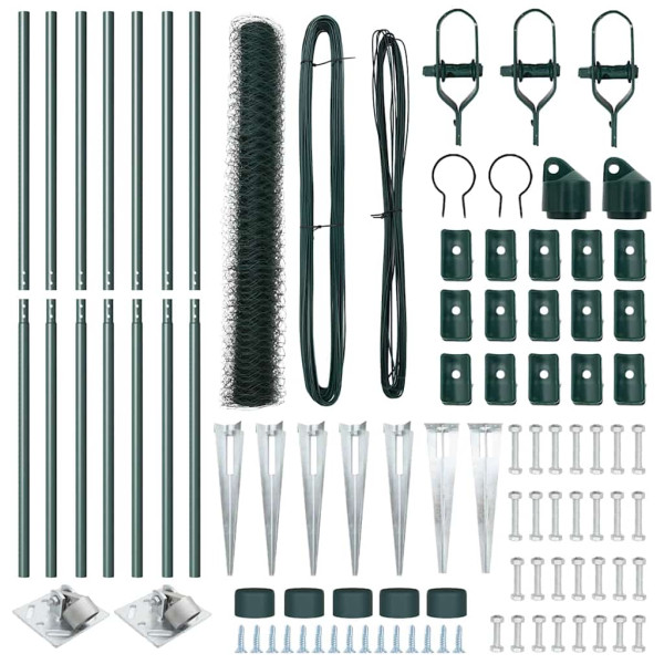 Cerca com Postes Verde 1 x 10 m Aço revestido de PVC M 4