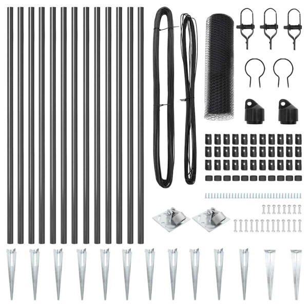 Cerca com Postes Cinzeto 0.4 x 25 m Aço revestido de PVC M 4