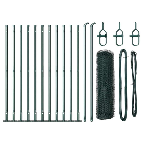 Conjunto de Cercas Conjunto de 2 Verde Floresta Aço Revestido a Pó M 2