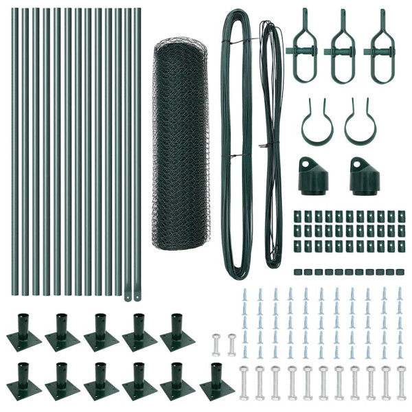 Conjunto de Cercas Conjunto de 2 Verde Floresta Aço Revestido a Pó M 4