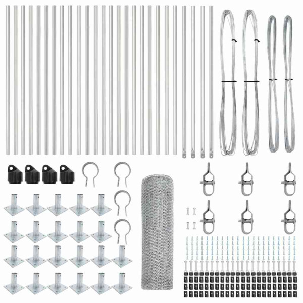 Valla con Poste Plateado 1 x 50 m Acero recubierto de PVC M 4