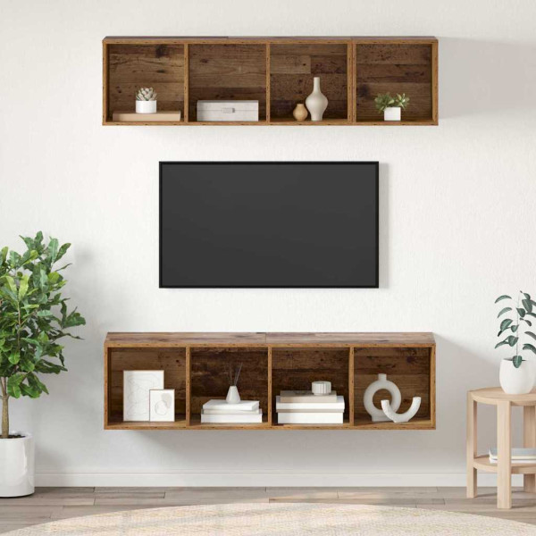 Juego de muebles de TV 3 pcs Madera vieja Madera contrachapada D
