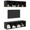 Juego de muebles de TV 3 pcs Roble negro Madera contrachapada 3