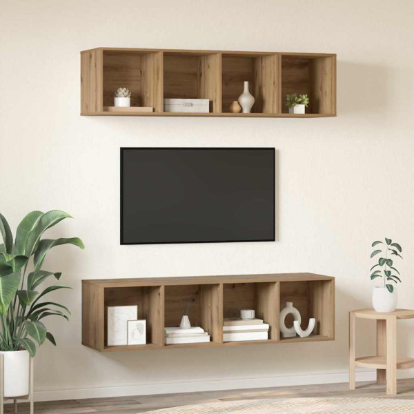 Juego de muebles de TV 3 pcs Roble artisan Madera contrachapada M 4